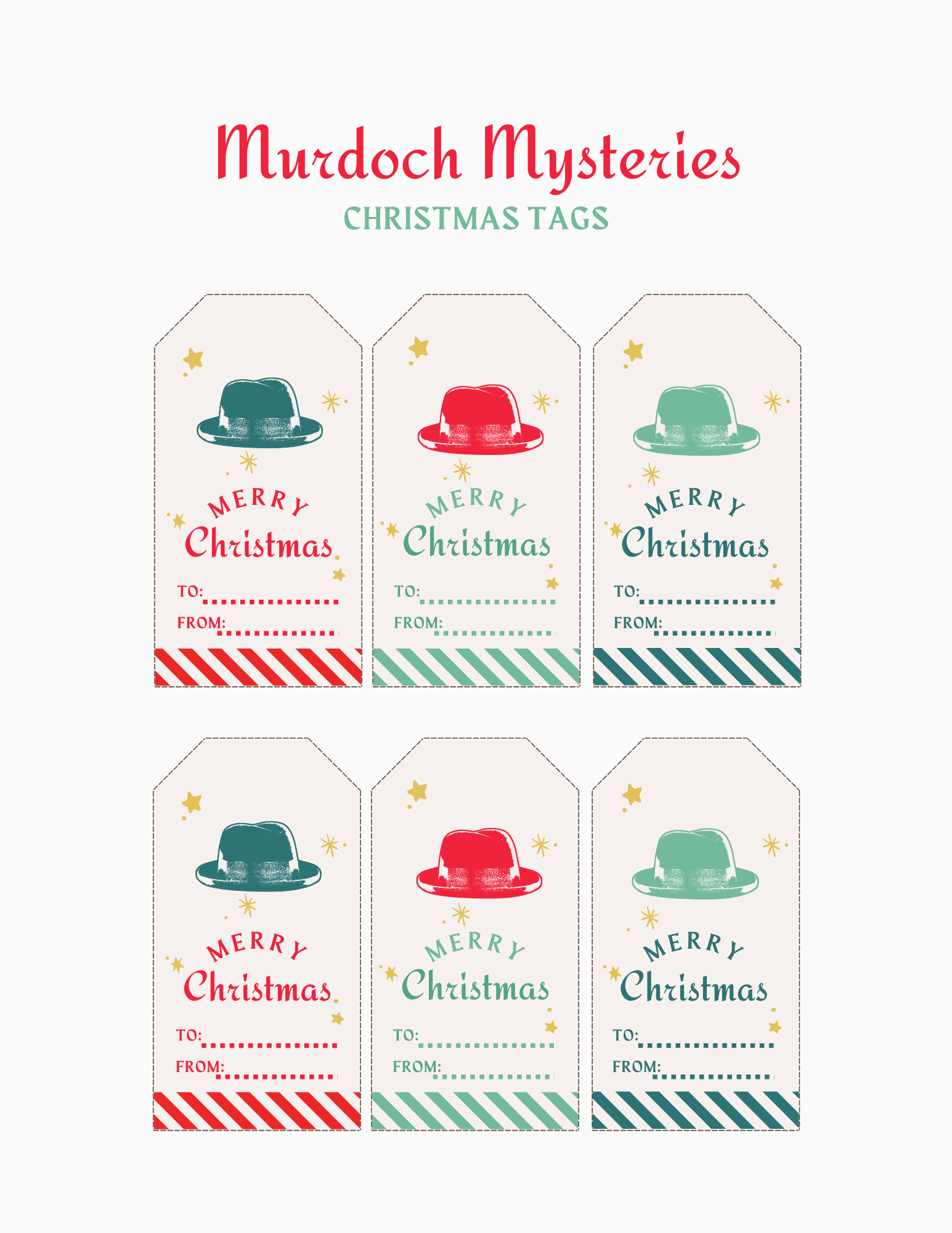 FREE Digital Download | Murdoch Mysteries Christmas Gift Tags